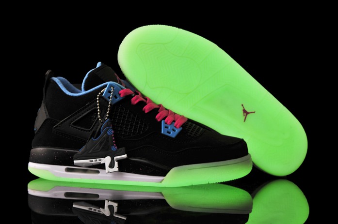 Nike Air Jordan IV 4 rougeoyant retro Femmes chaussures en vente Noir Bleu (1)